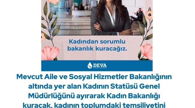 DEVA Partisi Sakarya İl Kadın Çalışmaları Başkanı Av. Hayrunisa Nur Gökçe Dursun Kadın Üzerinden Siyaset Yapılmaz Dedi.