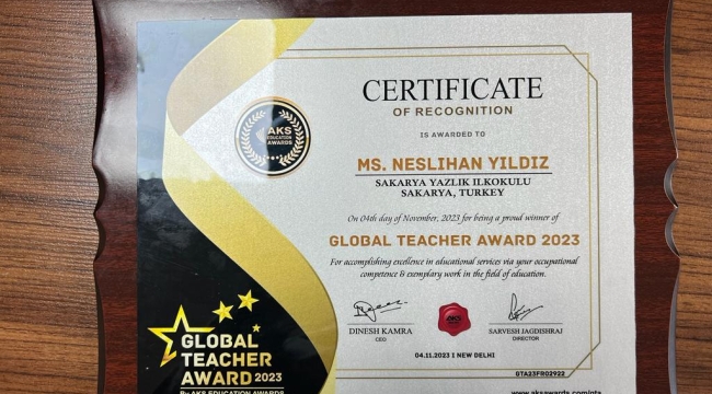 Küresel Öğretmen Ödülünü Sahibi Neslihan Yıldız.